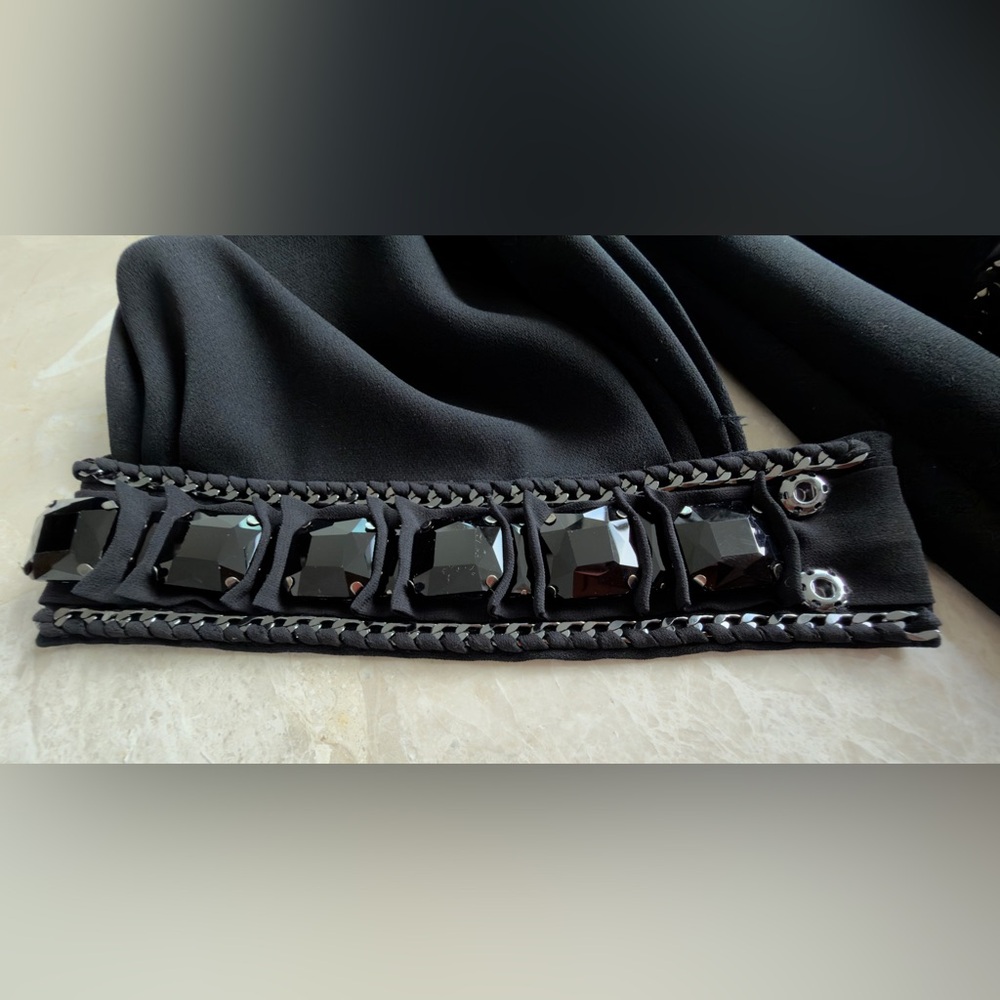 Vintage Elie Tahari Black Long Sleeve Dress with Embellished Cuffs Size 4 - Picture 15 of 17